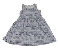 Bílo-modré vzorované bavlněné šaty H&M