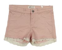 Růžové riflové kraťasy s krajkou H&M