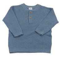 Modrý žebrovaný svetr s knoflíky H&M