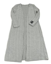 Šedý melírovaný žebrovaný úpletový cardigan Shein