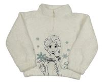 Bílá huňatá mikina s Elsou Disney