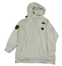 Smetanová mikina s nášivkami a kapucí