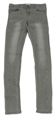 Šedé super skinny rifle s kamínky Name it