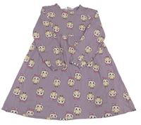 Levandulové bavlněné šaty se sovami H&M