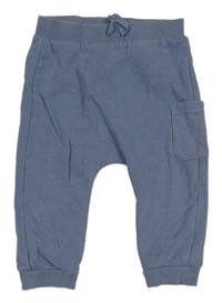 Modrošedé tepláky s kapsou Tu