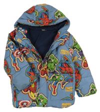 Modrá šusťáková zimní bunda s Avengers a kapucí George