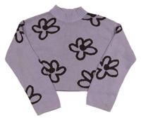 Lila crop svetr s květy H&M