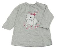 Šedé melírované bavlněné šaty s králíkem Ergee