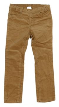 Hnědé manšestrové elastické kalhoty H&M