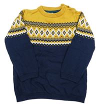 Tmavomodro-okrový svetr se vzorem H&M