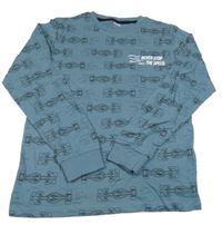 Modrošedé triko s formulemi a nápisem Zeeman