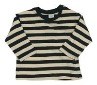 Tmavozeleno-béžové pruhované triko H&M