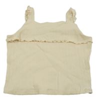 Béžový žebrovaný top s volánem So Cute