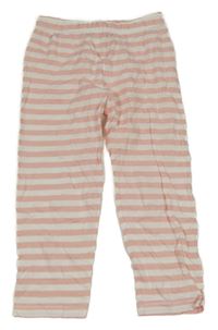 Růžovo-bílé pruhované capri legíny