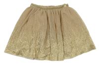 Béžovo-zlatá plisovaná tylová sukně F&F