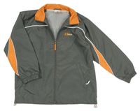 Tmavošedo-oranžová šusťáková sportovní bunda