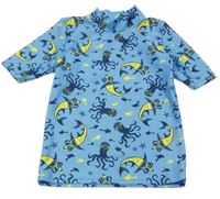 Modré UV tričko se žraloky a chobotnicemi