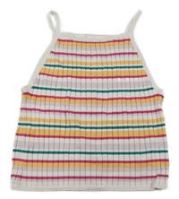 Bílo-barevný pruhovaný žebrovaný pletený crop top H&M
