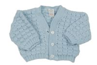 Světlermodrý perforovaný propínací svetr