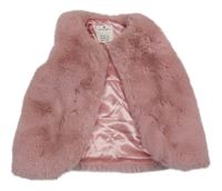 Růžová kožešinová zateplená vesta Matalan