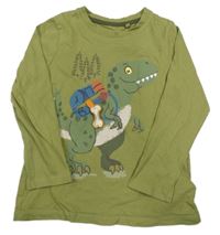 Khaki triko s dinosaurem C&A