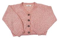 Růžovo-béžový melírovaný žinylkový propínací crop svetr H&M