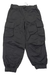 Tmavošedé plátěné cargo cuff kalhoty Primark