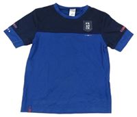 Modro-tmavomodré tričko s nápisem Decathlon