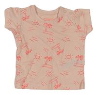 Růžovo-neonové tričko s obrázky Primark
