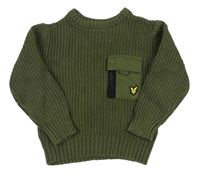 Khaki žebrovaný svetr s kapsou Lyle&Scott