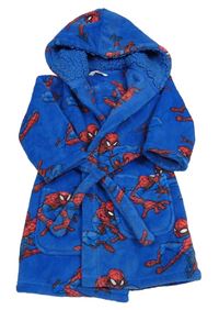 Modrý chlupatý župan se Spidermanem a kapucí M&S