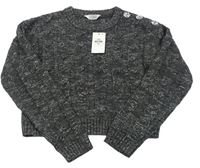 Tmavošedý třpytivý crop svetr s knoflíky Primark