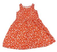 Červené květované bavlněné šaty H&M