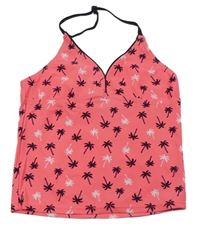 Neonově růžový plavkový top s palmami 