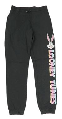 Tmavošedé tepláky s králíkem a nápisem H&M