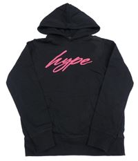 Černá mikina s logem a kapucí Hype