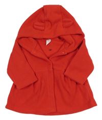 Červený fleecový kabátek s kapucí shein