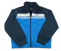 Modro-tmavomodrá sportovní funkční propínací mikina s logem Nike