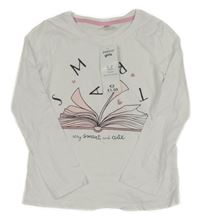 Nové - bílé triko s nápisy a knížkou Pep&Co