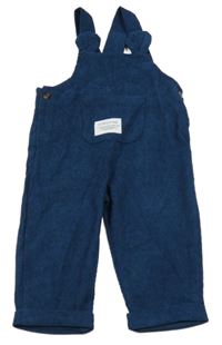 Tmavomodré sametové laclové teplákové kalhoty s nášivkou Shein