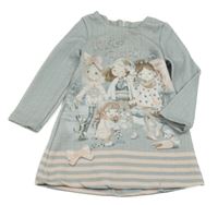 Šedé vzorované úpletové šaty s dívkami