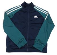 Tmavomdoro-zelená sportovní funkční propínací mikina s logem Adidas