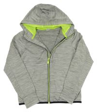 Šedá melírovaná sportovní propínací mikina s kapucí H&M