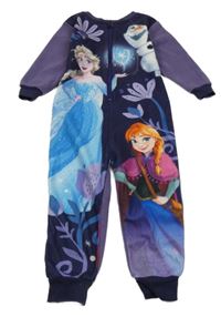 Fialový fleecový overal s Annou a Elsou