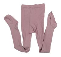 Starorůžové žebrované punčocháče