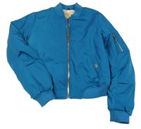 Modrá crop šusťáková zateplená bunda 