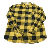 Žluto-tmavomodrá kostkovaná halenka H&M