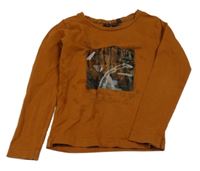 Hnědé triko s tygrem 