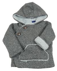 Šedá melírovaná zateplená zavinovací mikina s kapucí Lupilu