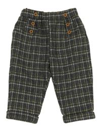 Tmavošedo-zlaté kostkované úpletové kalhoty obaibi